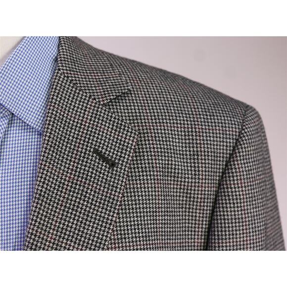 Brooks Brothers Gray Black Red Windowpane Wool Fleece Sportcoat Blazer 45R - Picture 4 of 10